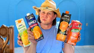 YouTube Thumbnail holding 4 boxes of Orange Juice